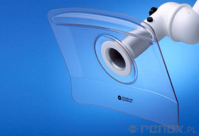 Końcówka prostokątna przezroczysta z czarną flanszą - 330x240 mm