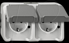 MEG2320-8029 Double socket, horizontal with contact protection - Aquastar, li