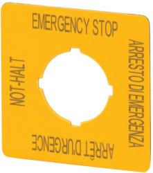 Label, 50 x 30 mm, DE, EN, FR, IT, for emergency stop pushbutton, 121373