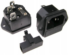 GNIAZDO 3 PIN ZASILAJACE KOMPUTEROWE IEC Z BEZPIECZNIKIEM 15A 250V