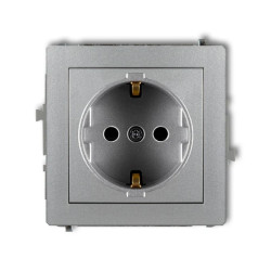 DECO Gniazdo pojedyncze z/u SCHUKO srebrny metalik 7DGP-1sp