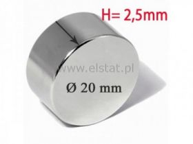 Magnes neodymowy okrągły 20x2.5mm