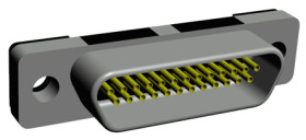 Złącze D-Sub 25-pinowe Żeński Kątowe Przewlekany raster 1.27mm Złoto