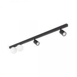Lampa sufitowa listwa 115cm ze spotami i kulistymi, szklanymi kloszami VOX 10002 biało-czarna TK Lighting