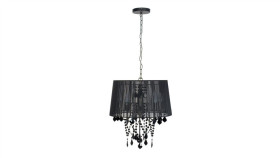 Lampa Wisząca Mona Z Czarnym Kloszem Z Tkaniny I Czarnymi Kryształkami...