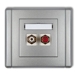 FLEXI Gniazdo podwójne RCA (typu cinch - biały i czerwony, pozłacane) srebrny metalik 7FGRCA-2