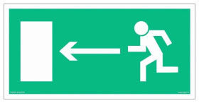 ZNAK - AA003 Kierunek do wyjścia drogi ewakuacyjnej w lewo 30 x 15 cm PS - Płyta 1mm foto.