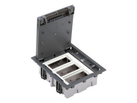 SIMON CONNECT Puszka podłogowa 3-modułowa 6x K45 gł. 70mm + SM302/9 szary SF370/1 KONTAKT SIMON