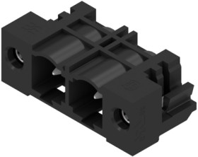 Pin header, 2 pole, pitch 7.62 mm, angled, black, 1472360000