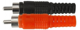 Wtyk RCA plastikowy z odgiętką /2szt = komplet, czerwony i czarny/