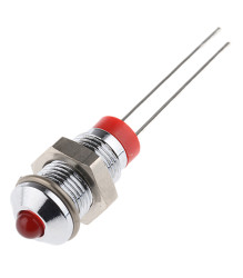 Lampka kontrolna do montażu panelowego 2V dc, czerwona 6mm LED Chrom Styk ołowiowy RS PRO