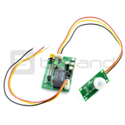 Czujnik ruchu PIR z przekaźnikiem 12V / 20A i regulacją czasu