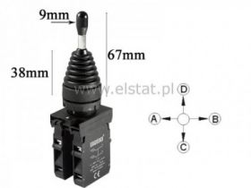 Przełącznik Joystick OFF+ 4x NO chwilowy, plastik