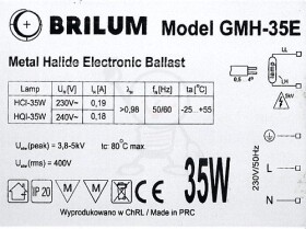 Stat. 35W 0,18A STH Brilum GMH-35E IP20
