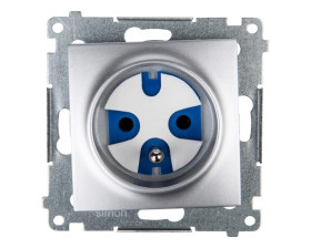 Simon 54 Gniazdo pojedyncze DATA z/u IP20 z kluczem uprawniającym srebrny mat DGD1.01/43