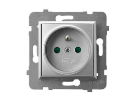 ARIA Gniazdo pojedyncze z uziemieniem z przesłonami torów prądowych srebro GP-1UZP/m/18 OSPEL
