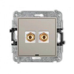 MINI Mechanizm gniazda głośnikowego poj., bez opisu (typu banan - czerwony i czarny, pozłacany, 4 mm2, skręcany) taupe 60MGGBO-4