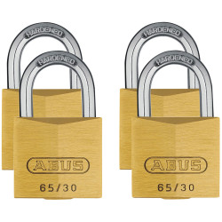 ABUS 33664 65/30mm Brass Padlock Quad Pack
