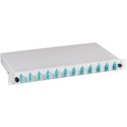 FO splice box, 12 x 50/125 OM2, 6 x SC duplex, (W x H x D) 483 x 44.5 x 244 mm, gray, BA71203.12