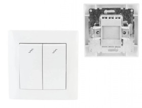 Włącznik Podwójny Schodowy Łącznik Podtynkowy Biały WESA