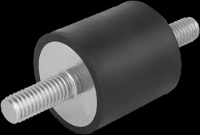 Rubber/metal bumpers with 2 outer threads, straight, D 10 mm, M 4, L 10, H 15 mm, K0566.01001555