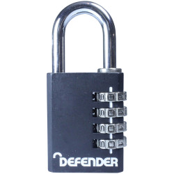 Defender DFCOMBI40 Black Die-Cast Combination Padlock 40mm