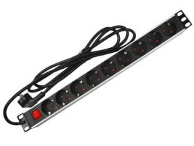 Listwa zasilająca 1U 19 9 gniazd schuko wyłącznik