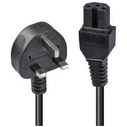 Lindy 30458 2m Mains UK 3 Pin Plug to Hot Conditioned IEC C15 Power Cable  Ket