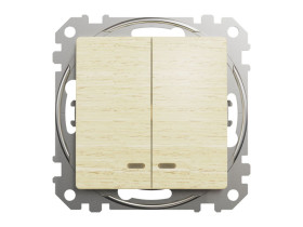 SEDNA DESIGN & ELEMENTS Wyłącznik podwójny świecznikowy z podświetleniem brzoza SDD180105L SCHNEIDER ELECTRIC