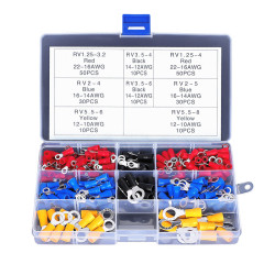 200pcs Round Crimped Terminal Connector Kit - 22-10 AWG