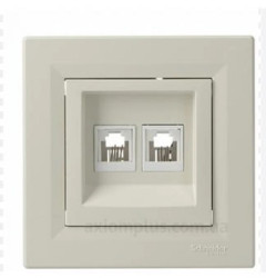 ASFORA Gniazdo telefoniczne podwójne 2xRJ11 kremowe EPH4200123