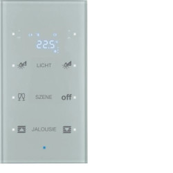 KNX TS Sensor dotykowy 3-kr z reg. temp., konfigurowalny, szkło, alu 75643134