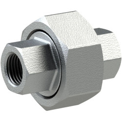 Screw connection, L 52 mm, 25 bar, malleable cast iron, hot-dip galvanized, for mechanical engineering, external pipes, cold wat