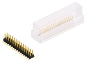 Pin header, 30 pole, pitch 2.54 mm, angled, black, 10049311