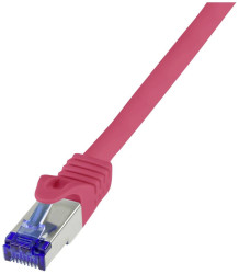 kabel LAN LogiLink C6A014S, 1 szt., RJ45, CAT 6a, S/FTP, 0.25 m, czerwony