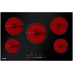 Baridi DH175 Integrated Ceramic Hob with 5 Cooking Zones 77cm - Black Glass