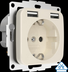 106208 2USB inCharge PRO SI - cream white glossy USB socket outlet
