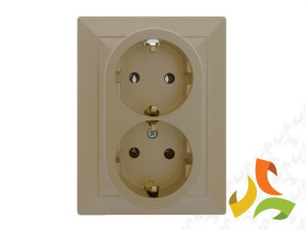 PERŁA Gniazdo podwójne z uziemieniem schuko złoto metalik PT-7P ABEX