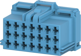 Socket, unequipped, 21 pole, straight, 3 rows, blue, 6-968975-1