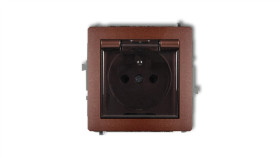 Deco Gniazdo Bryzgoszczelne Z/U (Klapka Dymna) Brązowy Metalik 9Dgpb-1Zdp