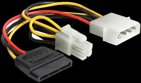 60127 Power Molex 4-pin plug -&gt; SATA 15-pin socket+ P4 plug