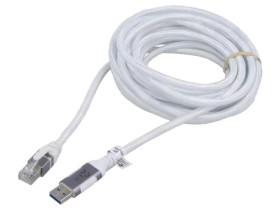 Kabel USB 3.0 RJ45 wtyk, USB A wtyk niklowany 3m biały F/UTP 74160