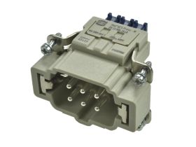 Wtyk; Han ES Press; 09330062648; 6 torów; 6B; poliwęglan; proste; zatrzaskowy; 16A; 500V; szary; srebrzone; 0,14÷2,5mm2; IP65; H