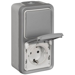 Legrand 69746 Plexo Socket IP44 Wet Room Surface Mounted Grey