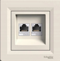 ASFORA Gniazdo teleinformatyczne kat.5e RJ45 + RJ12 kremowe EPH4900123
