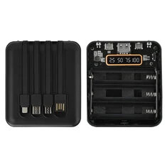 Przezroczysta obudowa powerbanku 3x18650 z kablem DIY do ładowania,bez potrzeby lutowania,z wyświetlaczem cyfrowym