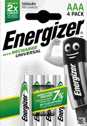 NiMh rechargeable battery, AAA (Micro), 500 mAh, 4-pack