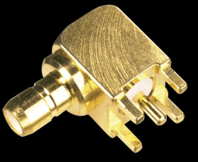 SMB print flush-type connector 90° for RG174/U