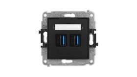 Icon Mechanizm Gniazda Podwójnego 2Xusb A-A 3.0 Czarny Mat 12Igusb-6