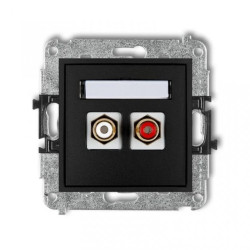 MINI Gniazdo podwójne RCA (typu cinch - biały i czerwony pozłacany) czarny mat 12MGRCA-2